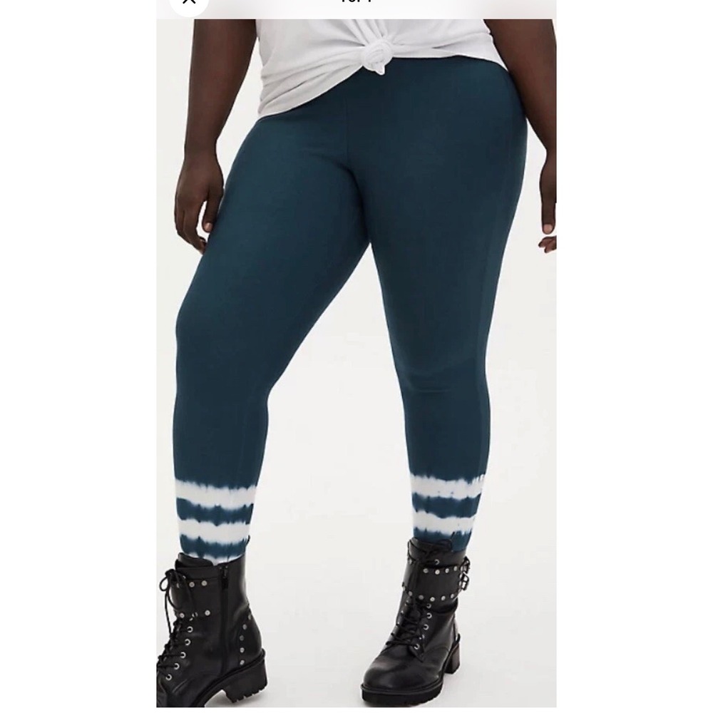 Torrid June Bug Teal Fleece Lined Tie Dye Ankle Leggings Plus Size 2 2X 14287937